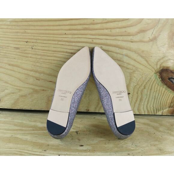 Jimmy Choo Romy Glitter Sliver Rainbow Pointed Flats Italy 36 NWOB - Picture 6 of 8